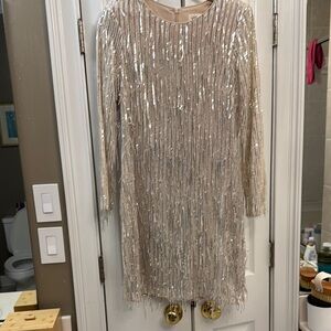 Eluza J Sequin Long Sleeve Dress